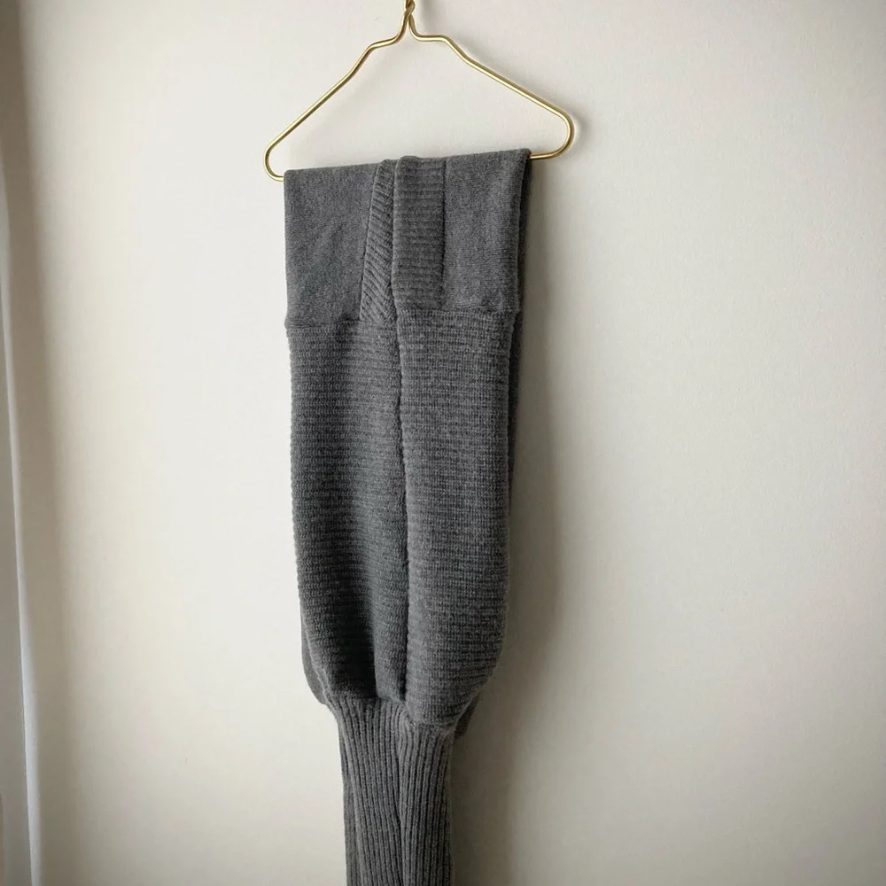 joodito yak wool sweater wrap preppy tie scarf japanese boro ribbed wide gray - Picture 10 of 12